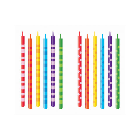 Lot de 12 bougies pour gâteaux 10 cm