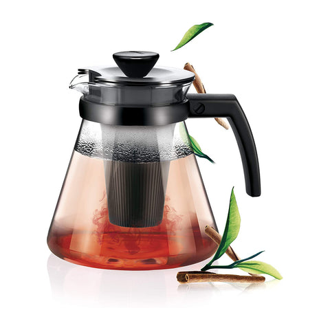 Teiera in Vetro Resistente Borosilicato 1,7 L – 2 Filtri per Tè e Infusi