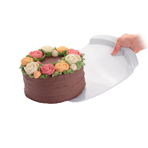 Plateau porte-gâteaux en plastique blanc 31x23cm