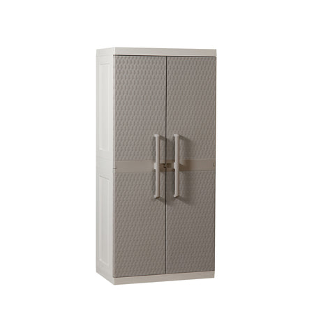 Armoire en rotin Mega Portes Balais Grise