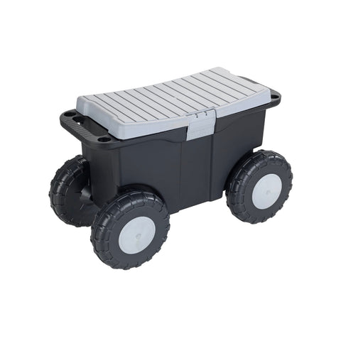 Carrello Da Giardino Xxl A 4 Ruote Con Coperchio A Seduta