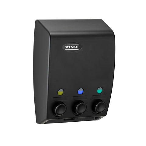 Distributeur de Savon Mural à 3 Compartiments Noir 450ml