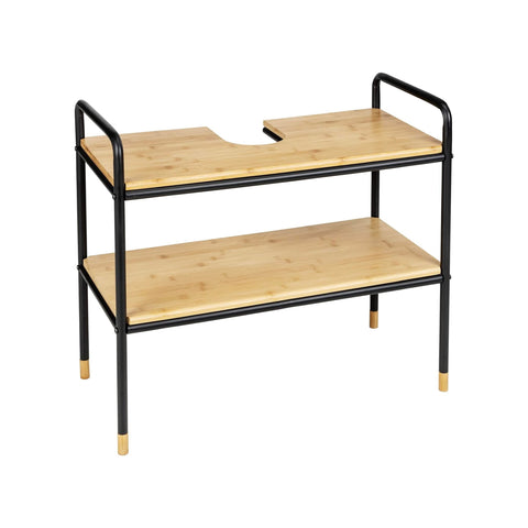 Étagère en Métal et Bambou avec 2 Étagères H 60cm