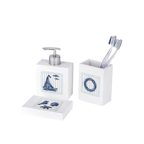 Ensemble d'accessoires de salle de bain en polyrésine Nautic