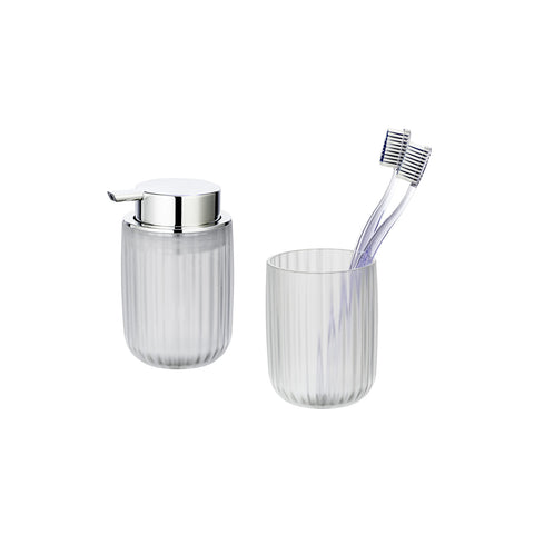 Ensemble distributeur et porte-brosse à dents blanc opalin