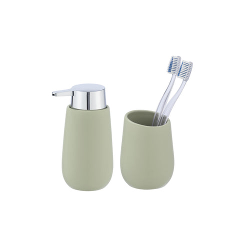 Ensemble Distributeur Et Porte-Brosses À Dents Vert Citron