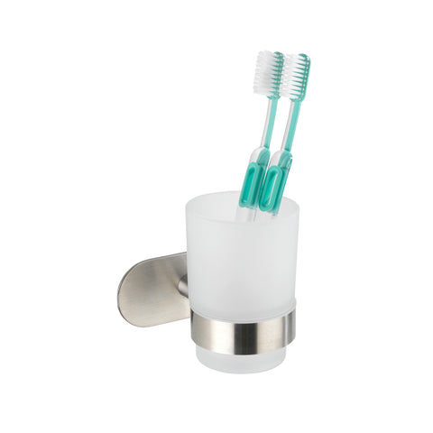 Ensemble crochet et porte-brosses à dents en acier et verre