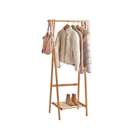 Porte-manteau avec étagère en bois de bambou