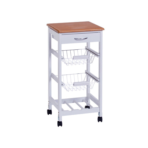 Chariot de cuisine à 3 niveaux blanc