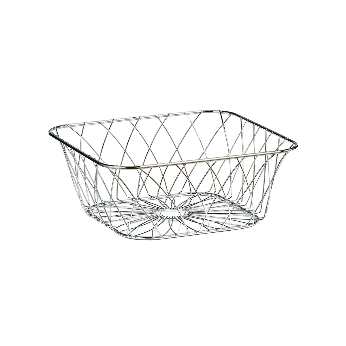 Cesto Portafrutta Quadrato in Metallo Cromato 25x25x10 cm Argento
