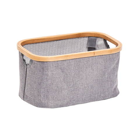 Cesto Portaoggetti Poliestere/Bamboo Grigio