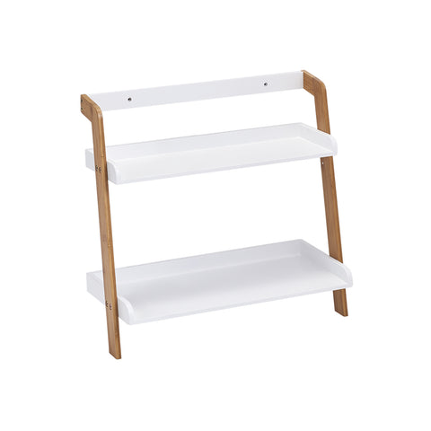 Étagère murale à 2 niveaux en bambou/MDF