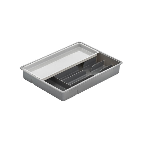 Range-couverts à 6 compartiments en plastique gris