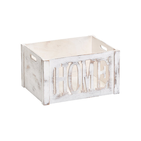 Boîte de rangement en bois blanche 40x30x22cm