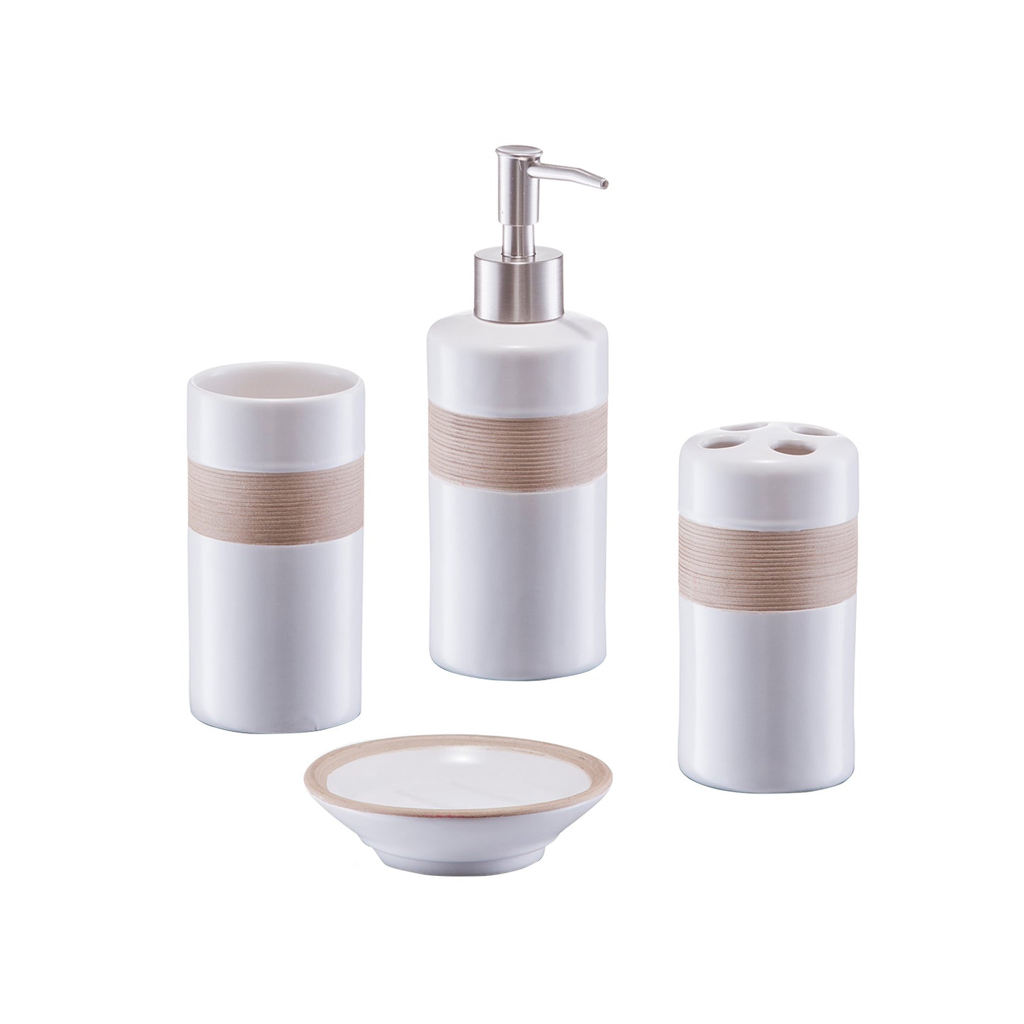 immagine-1-zeller-set-accessori-da-bagno-4-pezzi-in-ceramica-beige-ean-4003368182605