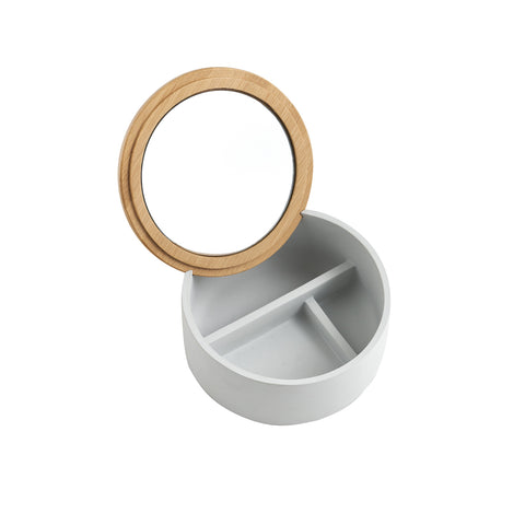 Miroir-Boîte à Bijoux Rond en Polyrésine