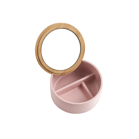Specchio Portagioie Rotondo In Poliresina Rosé