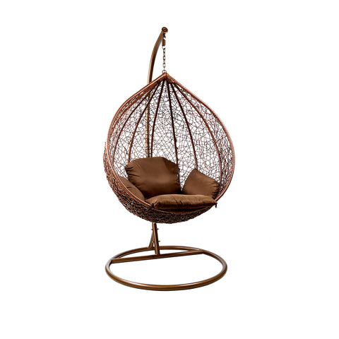 Sedia A Dondolo Sospesa In Rattan Con Cuscino