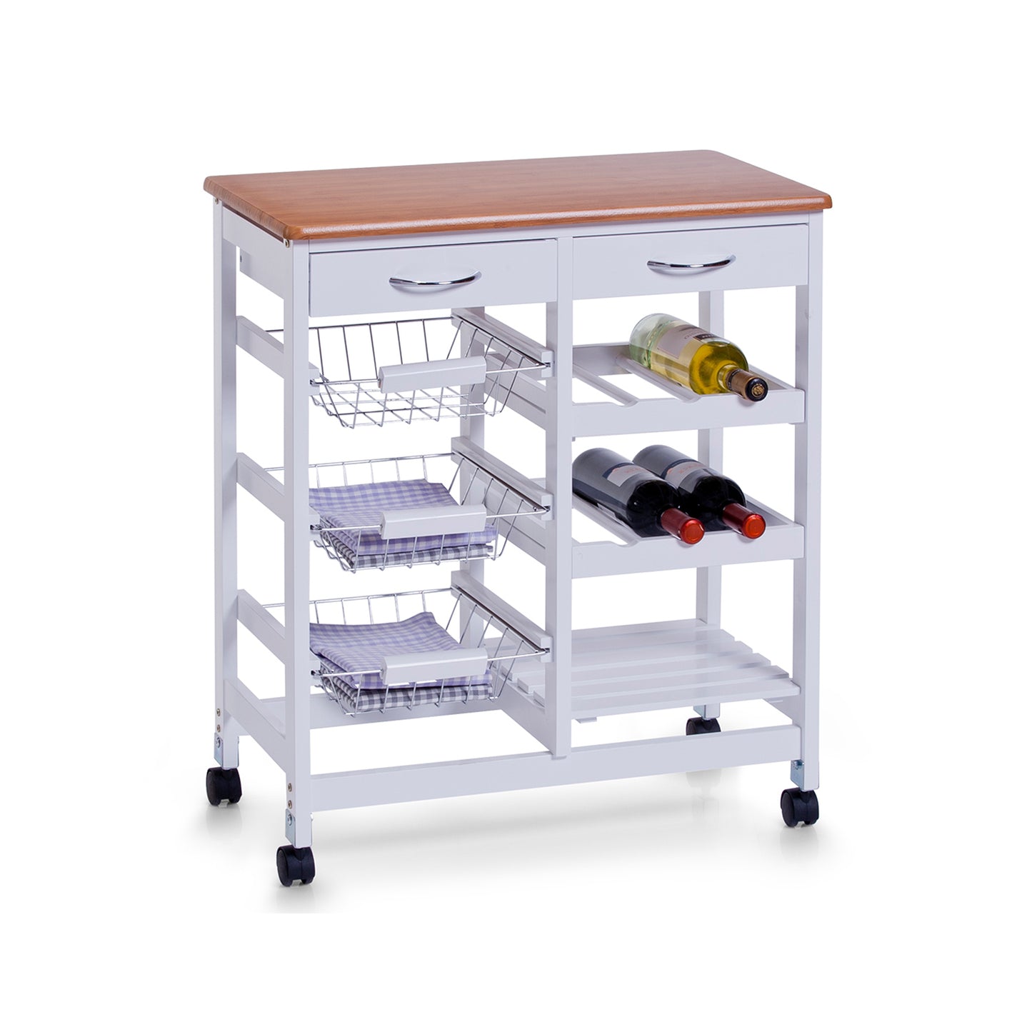 immagine-2-zeller-carrello-da-cucina-a-3-piani-con-cassetti-e-porta-bottiglie-ean-4003368137742