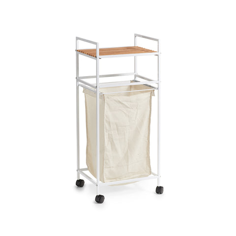 immagine-2-zeller-carrello-portabiancheria-in-bamboo-bianco-ean-4003368187211