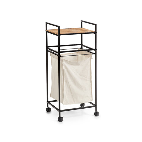 immagine-2-zeller-carrello-portabiancheria-in-bamboo-nero-ean-4003368187266
