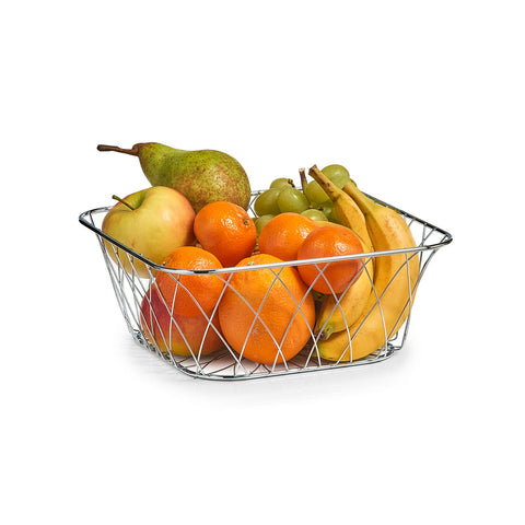 Portafrutta da Cucina Quadrato in Metallo Cromato Elegante e Pratico