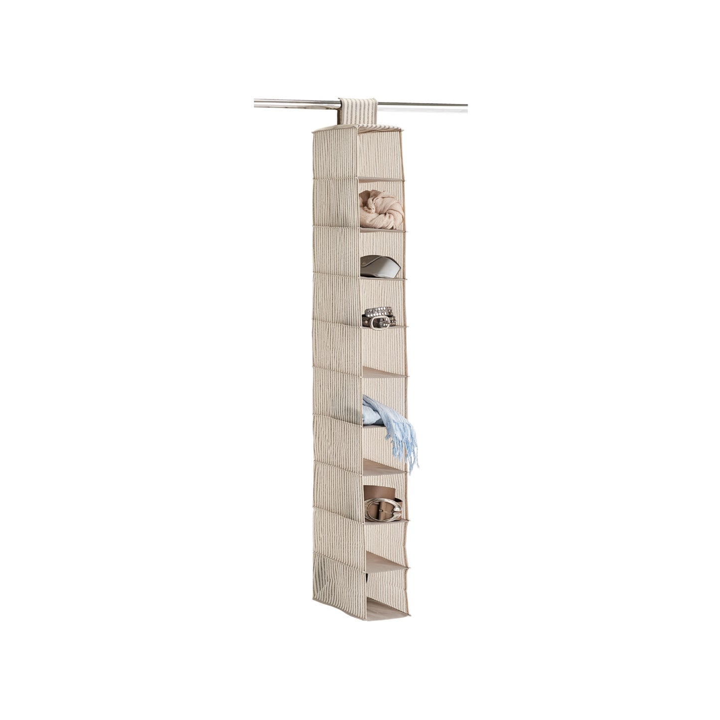 immagine-2-zeller-contenitore-da-appendere-in-tessuto-beige-10scomparti-ean-4003368146515