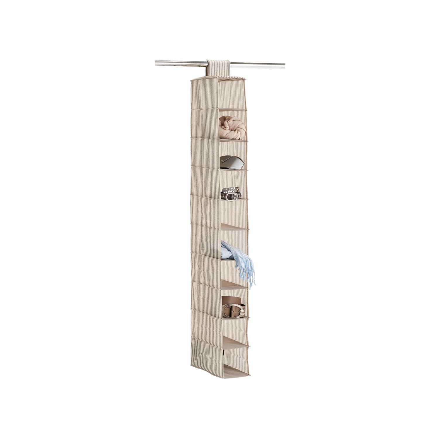 immagine-2-zeller-contenitore-da-appendere-in-tessuto-beige-10scomparti-ean-4003368146515