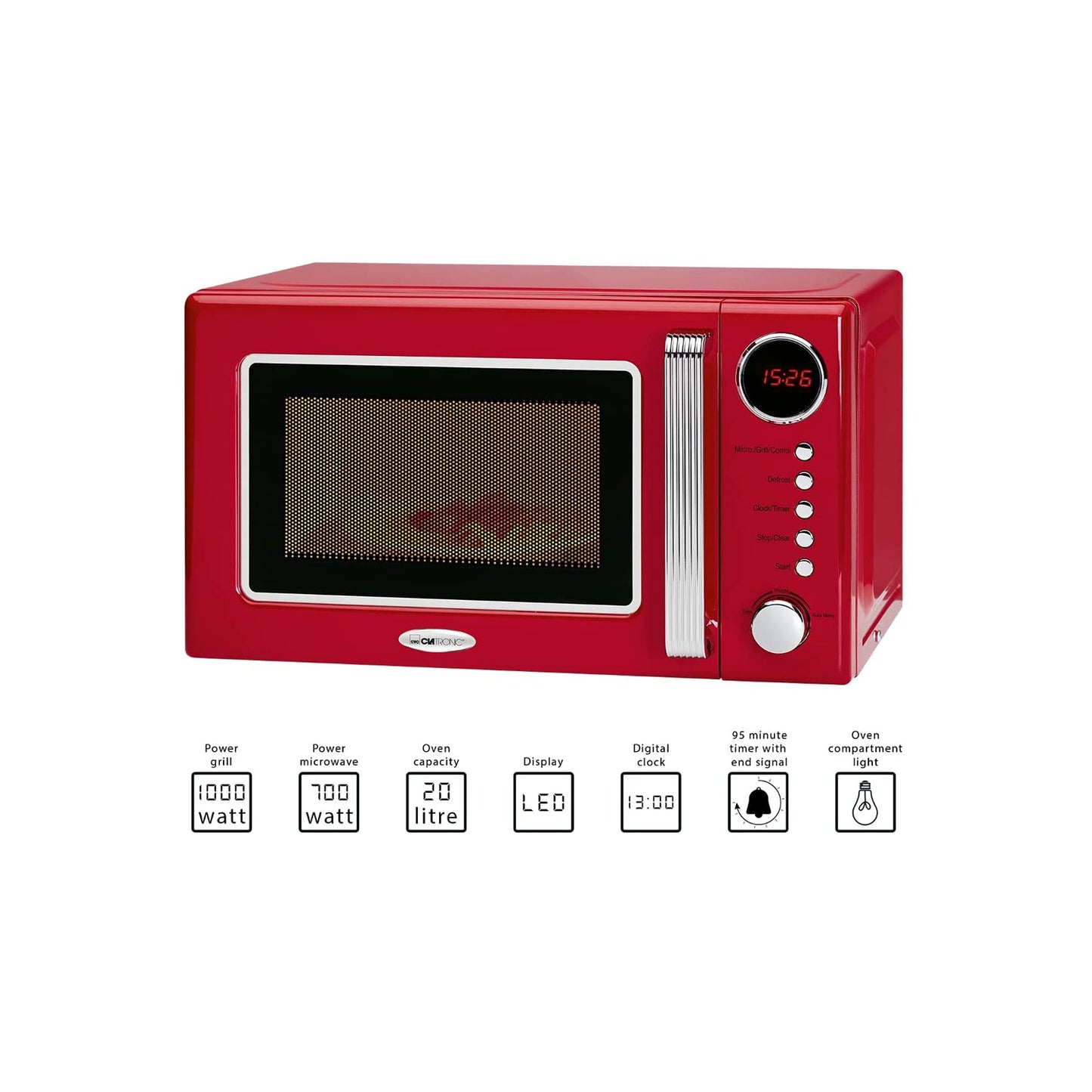 immagine-3-clatronic-forno-a-microonde-rock-da-20l-1000w-rosso-mwg-790-ean-4006160531497