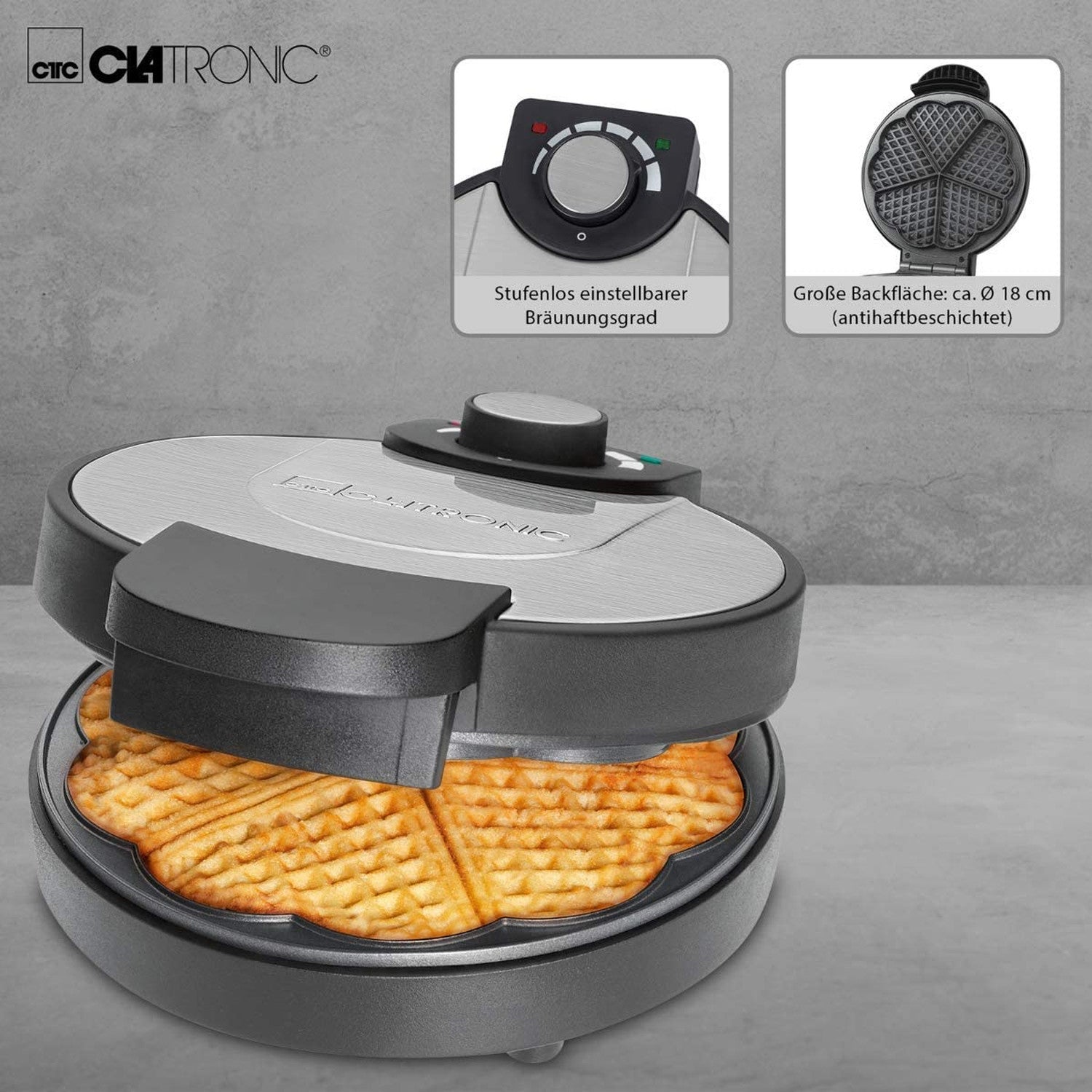 immagine-3-clatronic-piastra-per-waffle-maker-1000-watt-wa-3492-ean-4006160616811