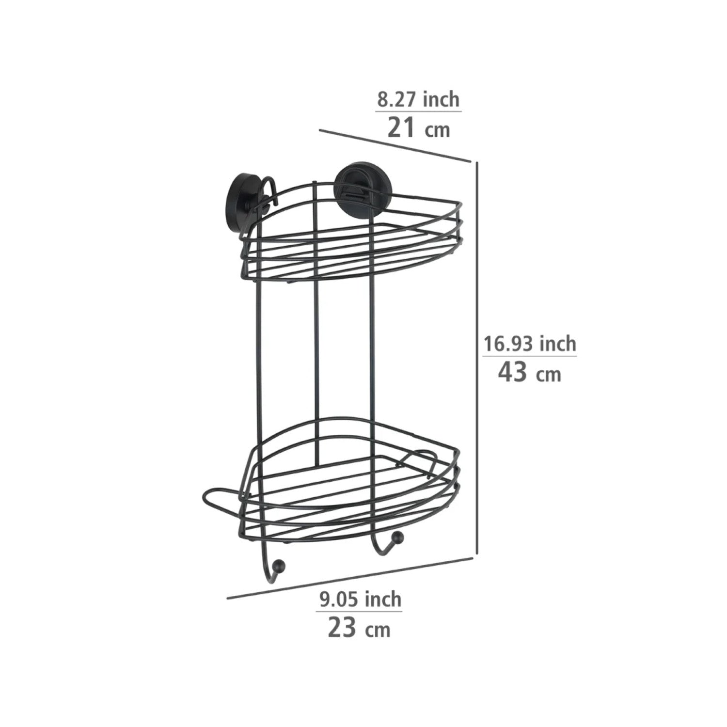 immagine-3-wenko-scaffale-d-angolo-vacuum-loc-2-piani-nero-ean-4008838335192