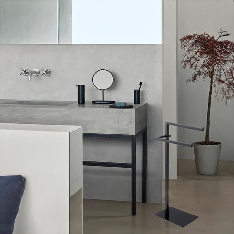 immagine-4-feridras-piantana-portasciugamani-2-bracci-in-acciaio-con-base-in-vetro-temprato-nero-ean-8056471552380