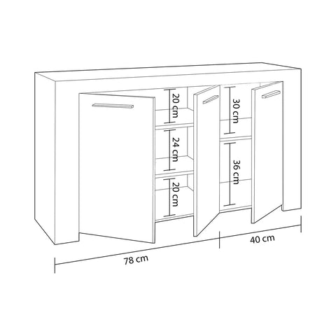immagine-4-habitdesign-mobile-buffet-a-3-ante-bianco-144x42x80cm-ean-8423490265889
