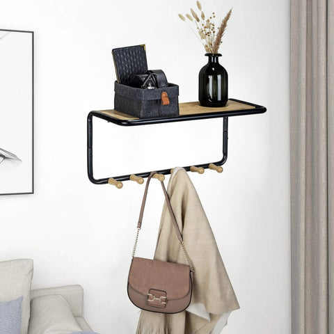 immagine-4-wenko-appendiabiti-da-parete-con-1-ripiano-e-6-ganci-in-bambu-in-metallo-nero-ean-4008838390207