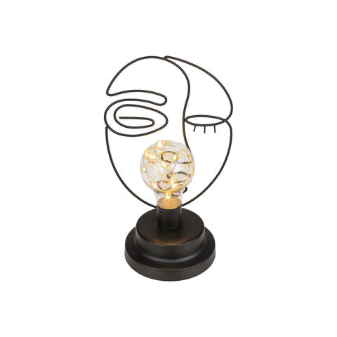 Lampe de table décorative 10 LED en métal avec visage abstrait
