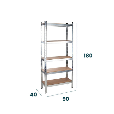 Scaffale Portaoggetti 5 Ripiani in Acciaio e MDF Portata Totale 875 kg con Montaggio a Incastro Ean-8023755054588