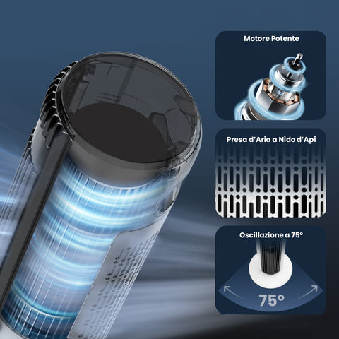 Wintem Ventilatore a Torre AIRY 50W con 3 Modalità, Timer 7h, Telecomando e 3 Velocità Ean-8052286431018
