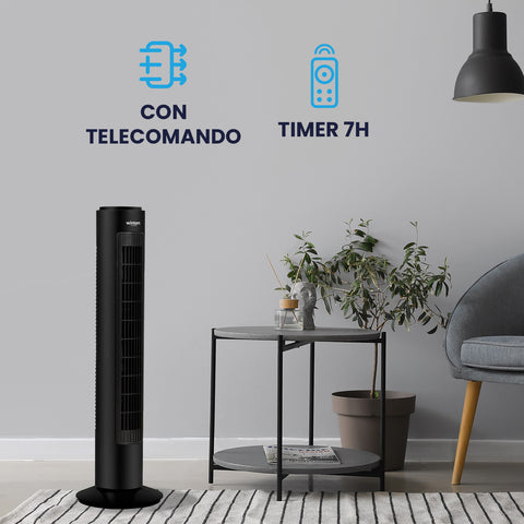 Wintem Ventilatore a Torre AIRY 50W con 3 Modalità, Timer 7h, Telecomando e 3 Velocità Ean-8052286431018